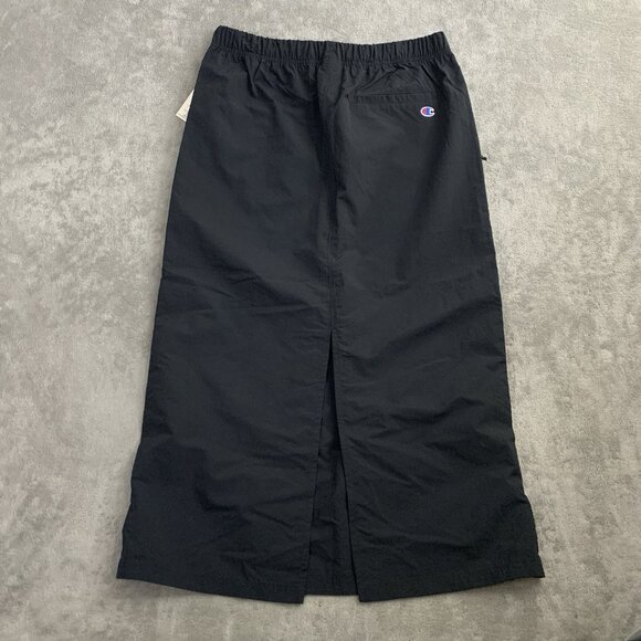 Champion Skirt Womens Medium Rochester NY Black Long Nylon Drawstring Slit Back - Picture 9 of 10